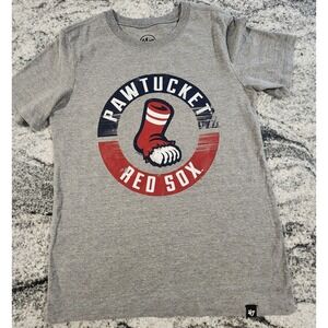 47 BRAND PAWTUCKET RED SOX SHIRT YOUTH MEDIUM GRAY BASEBALL MINOR LEAGUE PAWSOX